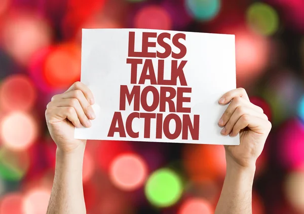 Плакат "Меньше говорить больше действий" — стоковое фото