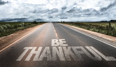 Be Thankful on rural road clipart