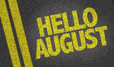 Hello August on the road clipart
