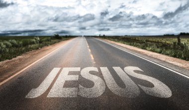 Jesus on rural road clipart