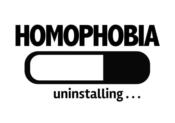 Bar odinstalování s textem: homofobie — Stock fotografie