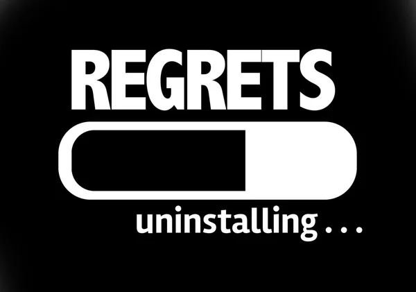 Bar Uninstalling with the text: Regrets — Stock Photo, Image