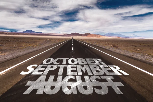 October September August on road — Stock Photo, Image