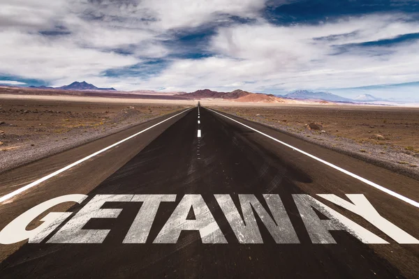 Getaway på öken road — Stockfoto