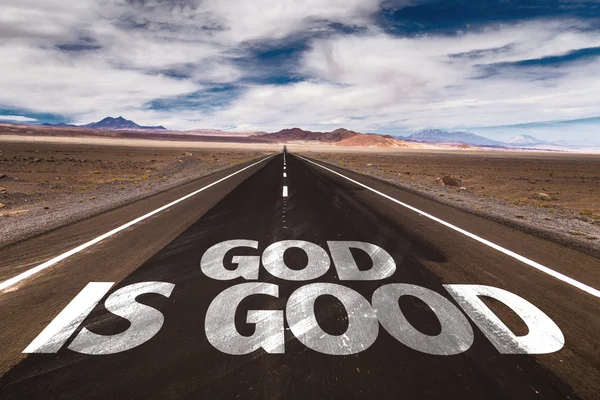 God Is Good  on desert road — Stock Photo, Image