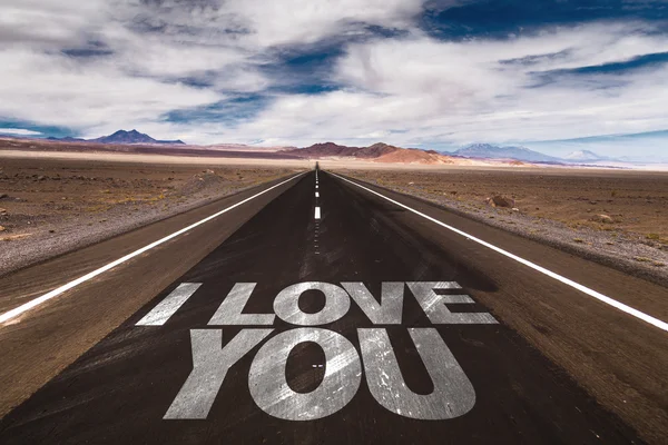 I Love You  on desert road — Stock Photo, Image