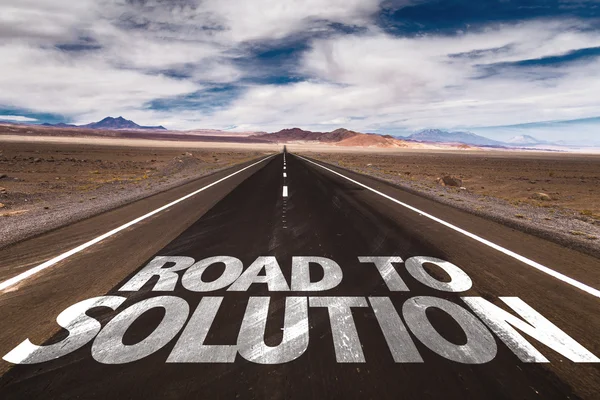 Road to Solution  on desert road — Stock Photo, Image