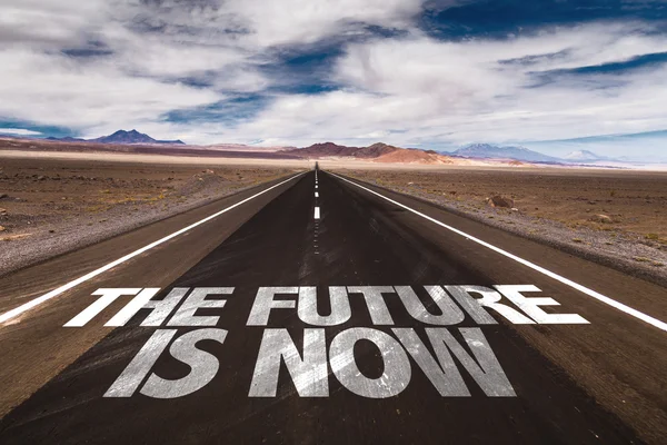 The Future is Now on desert road — Stock Photo, Image