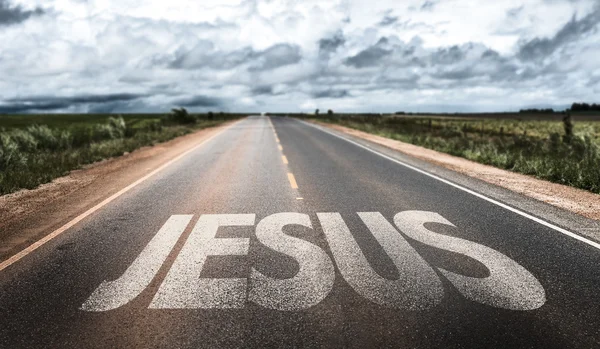 Jesus on rural road — Stock Photo, Image