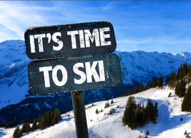 Its Time To Ski sign clipart