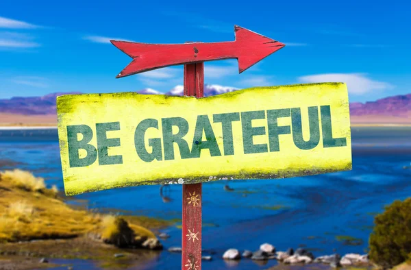 Be Grateful woden sign — Stock Photo, Image