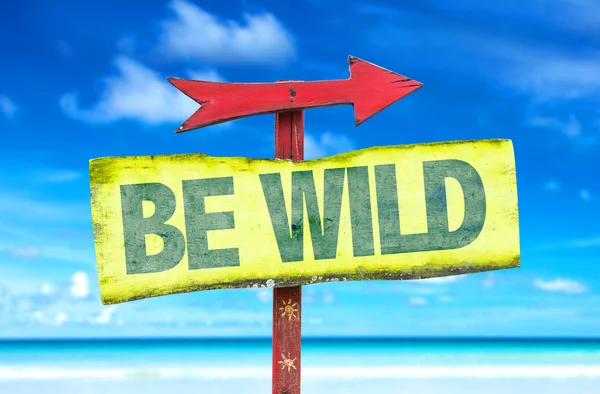 Be Wild wooden sign — Stock Photo, Image