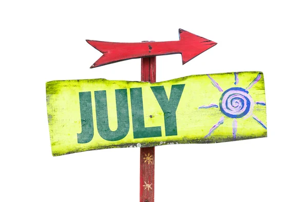 Деревянный знак июля — стоковое фото