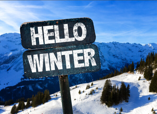 Hello Winter sign