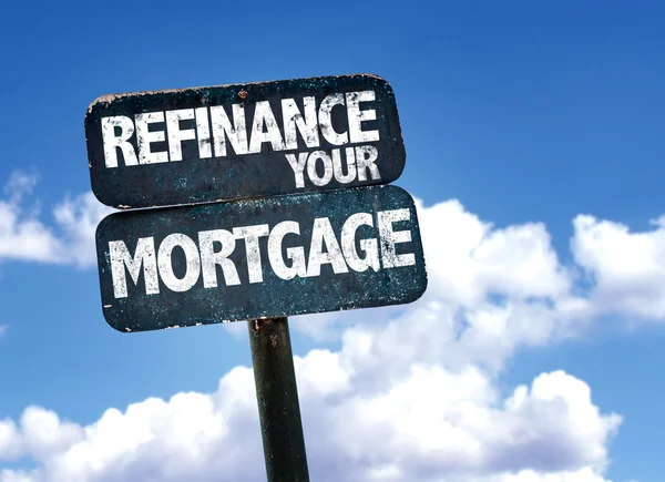 Refinanciar o seu sinal de hipoteca — Fotografia de Stock