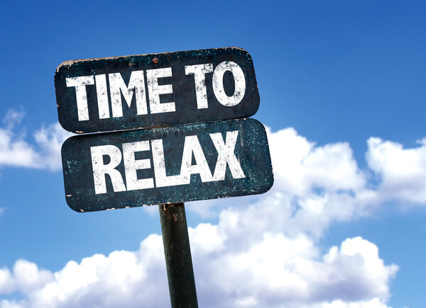 Time to Relax sign with clouds on background