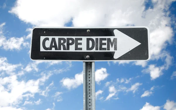 Carpe Diem yön işareti altı — Stok fotoğraf