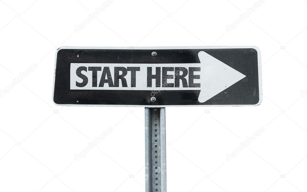 Start Here direction sign