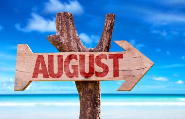 August wooden sign clipart