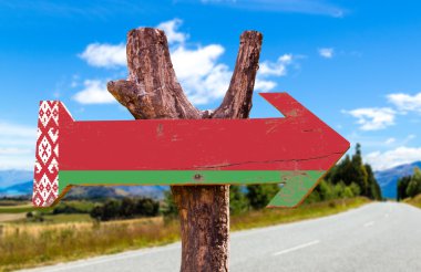 Belarus Flag wooden sign clipart