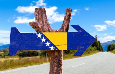 Bosna ve Hersek bayrağı ahşap işareti