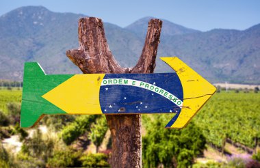 Brazil Flag wooden sign clipart