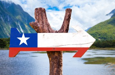 Chile Flag wooden sign clipart