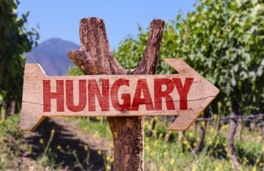 Hungary wooden sign clipart