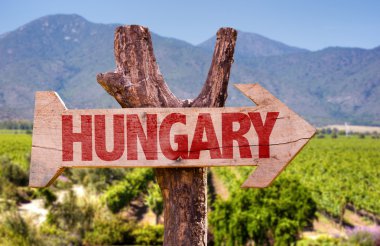 Hungary wooden sign clipart