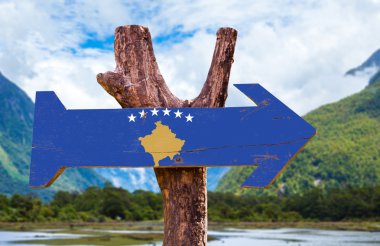 Kosova bayrağı ahşap işareti