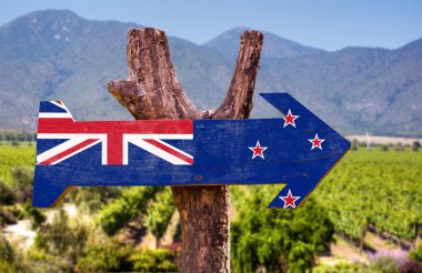 New Zealand flag wooden sign clipart