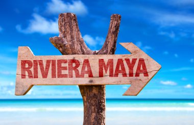 Riviera Maya wooden sign clipart