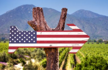 Amerika Birleşik Devletleri bayrağı ahşap işareti