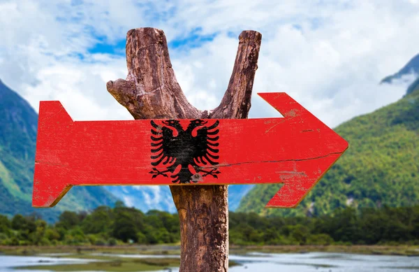 Albánia lobogó fa jel — Stock Fotó