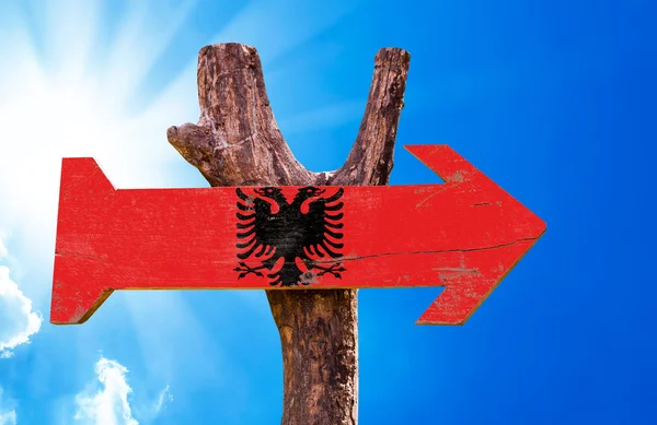 Albania Bandiera segno di legno — Foto Stock