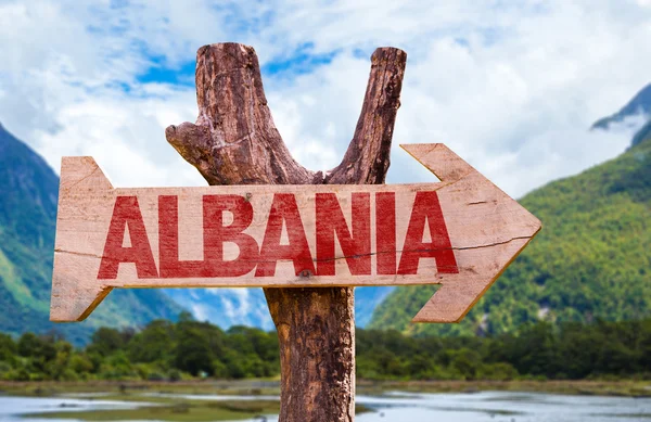 Albania wooden sign — Stock Photo, Image