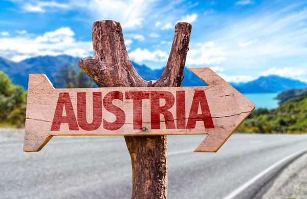 Αυστρία ξύλινη πινακίδα — Φωτογραφία Αρχείου