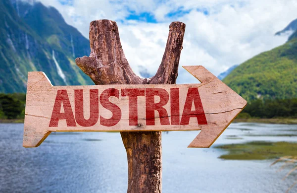 Österreich Holzschild — Stockfoto