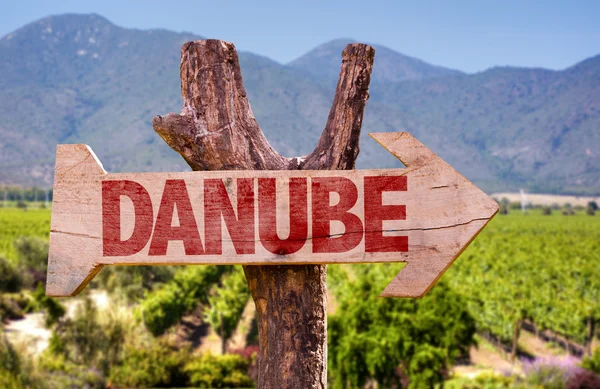 Danube houten teken — Stockfoto