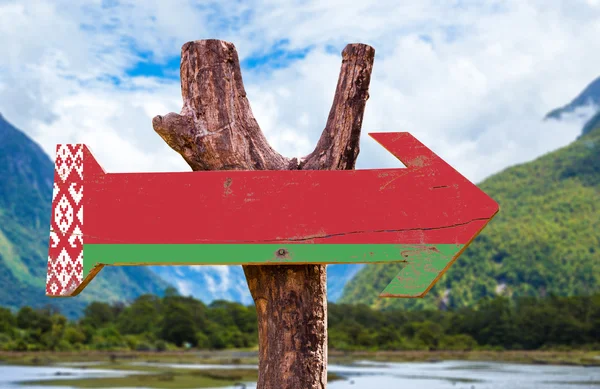 Belarus Flag wooden sign — Stock Photo, Image