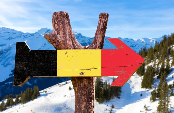 Belgique Drapeau signe en bois — Photo