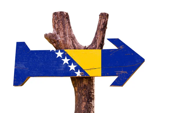 Bosnien und Herzegowina Flagge hölzernes Schild — Stockfoto