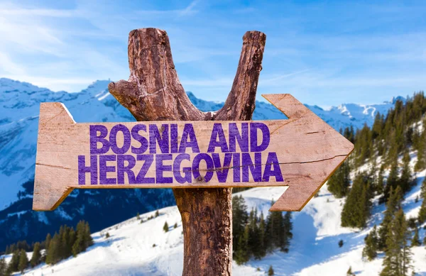 Bosnië en Herzegovina houten teken — Stockfoto