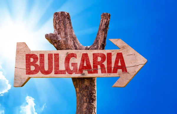 Bulgária sinal de madeira — Fotografia de Stock