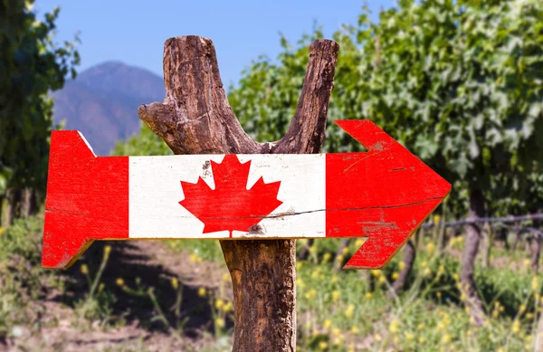 カナダ国旗の木製看板 — ストック写真