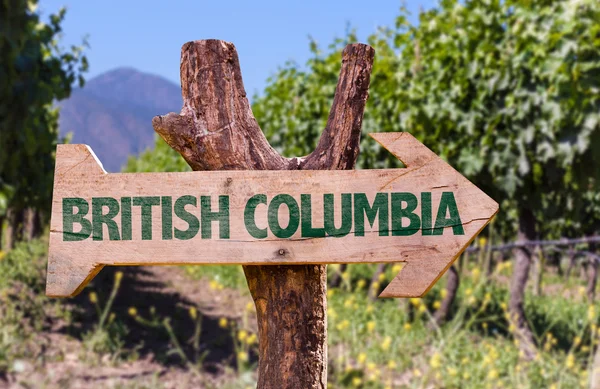 Signo de madera Columbia Británica — Foto de Stock