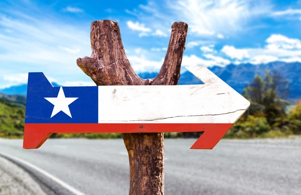 Chile flagga träskylt — Stockfoto