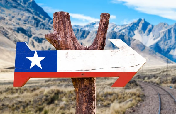 Χιλή σημαία ξύλινη πινακίδα — Φωτογραφία Αρχείου