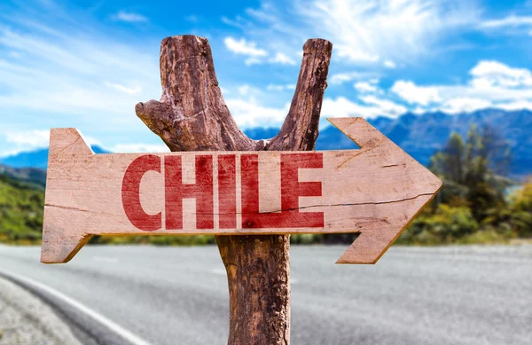 Señal de madera Chile — Foto de Stock