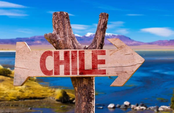 Χιλή ξύλινη πινακίδα — Φωτογραφία Αρχείου